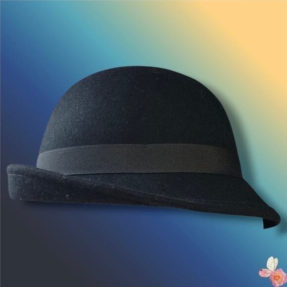 Goorin Bros Wool Feather Hat Black Medium Cloche Bowler Style main image 3